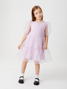 Ярусное платье с вышивкой плюмети для девочек (фиолетовый, 146) Sela