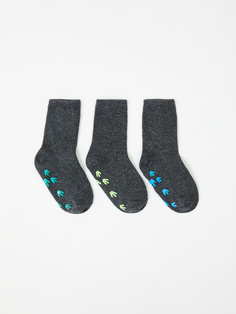 Набор из 3 пар нескользящих носков для мальчиков (серый, 18-20) Sela