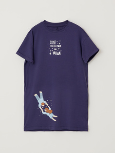 Ночная сорочка с принтом для девочек (синий, 146-152) Sela