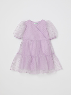 Ярусное платье с вышивкой плюмети для девочек (фиолетовый, 92) Sela