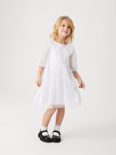 Платье с рюшами для девочек (белый, 116) Sela