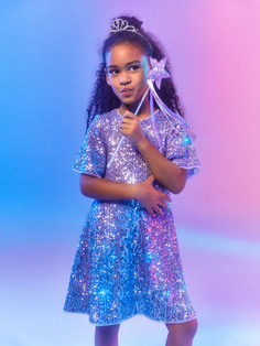Платье с пайетками для девочек (фиолетовый, 104) Sela