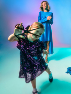 Платье с пайетками для девочек (фиолетовый, 98) Sela