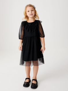 Платье с рюшами для девочек (черный, 116) Sela