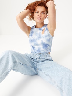 Кроп-топ с вырезом капелькой (белый, L) Sela