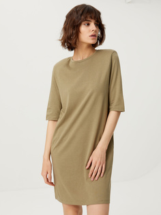 Платье-футболка с подплечниками (зеленый, XS) Sela