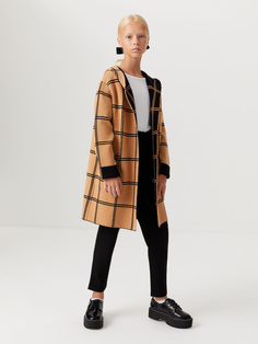 Вязаное пальто с капюшоном для девочек (черный, 158/ 13-14 YEARS) Sela