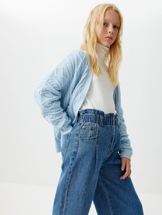 Вязаный кардиган для девочек (голубой, 122/ 7-8 YEARS) Sela