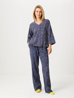Трикотажная пижама с принтом (синий, L) Sela