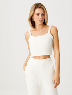 Пушистый кроп-топ (белый, L) Sela