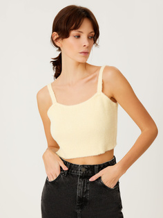 Пушистый кроп-топ (желтый, M) Sela