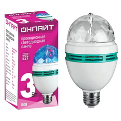 Disco лампы с цоколем E27 лампа светодиодная ОНЛАЙТ Disco проектор 3Вт RGB E27 белый