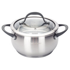 Кастрюли из нержавеющей стали кастрюля ATTRIBUTE Symphony 2,5л 18см нерж.сталь стекл.крышка индукция