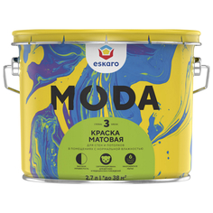 Краски для стен и потолков краска акриловая ESKARO Moda 3 база А для стен и потолков 2,7л белая, арт.4630042540385
