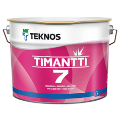 Краски для стен и потолков краска акрилатная ТEKNOS Timantti 7 база А для стен и потолков 9л белая, арт.ЭК000130561 Teknos
