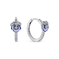 Серьги-кольца Blue Pansy Flower Pandora