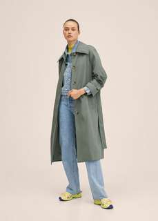 Хлопковый тренч с поясом - Hierba Mango