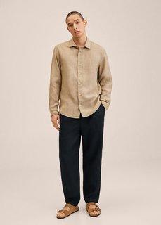 Брюки изо льна slim fit - Melva Mango