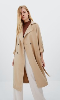 Stradivarius Длинный Тренч Из Струящейся Ткани Цвет Камня S