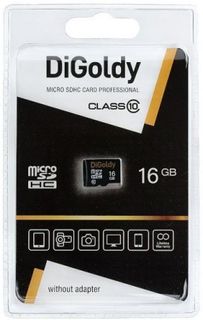 Карта памяти 16GB DiGoldy DG0016GCSDHC10-W/A-AD microSDHC Class 10 без адаптера