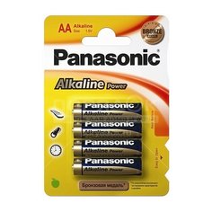 Батарейка Panasonic, АА (LR06, LR6), Alkaline Power, алкалиновая, 1.5 В, блистер, 4 шт