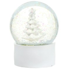 Фигурка декоративная Шар водяной со снегом Елка, 6.6х6.5х8 см, белая, Y4-4235