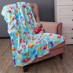 Плед детский 110х140 см, фланель, Absolute, Морские жители, 8692