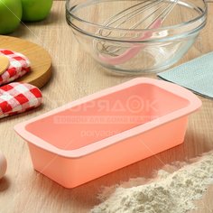 Форма для выпечки силикон, 13.5х27х6 см, прямоугольная, розовая, Daniks, Savory, Y4-4962