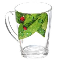 Кружка стекло, 300 мл, Живая природа Зеленый лист, Декостек, 334-Д