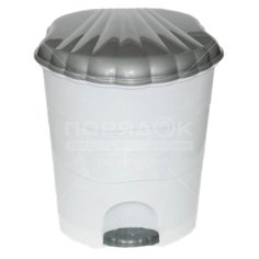 Контейнер для мусора пластик, 18 л, круглый, педаль, плавающая крышка, белый, серый, Violet, 151801