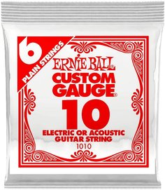1010 .010 Plain Steel Electric or Acoustic Guitar Strings 6 Pack Ernie Ball