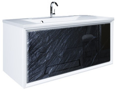 Тумба черный дикий камень/белый глянец 89 см Marka One Seattle У72809