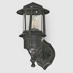 Садовый светильник Amber Lamp настенный серебряный с чёрным (8052)