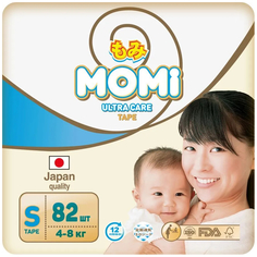 Подгузники Momi Ultra Care S 4-8 кг, 82 шт