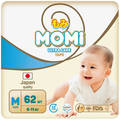Подгузники Momi Ultra Care M 6-11 кг, 62 шт