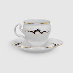 Чашка с блюдцем Bernadotte Синие вензеля 170 мл 140 мм высокая