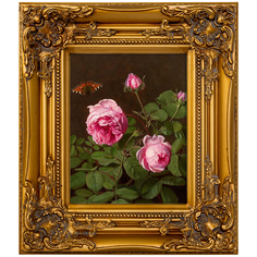Репродукция картины натюрморт с розами (object desire) золотой 34x39x4 см.