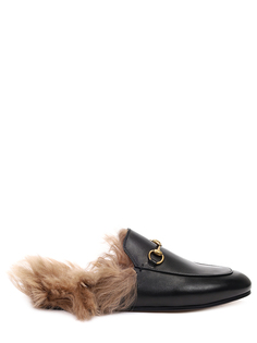 Мюли кожаные на меху 2015 Re-Edition Princetown Gucci