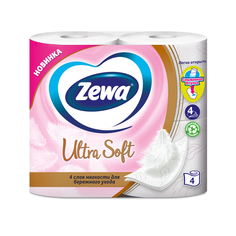 Бумага туалетная бумага туалетная ZEWA Soft Ultra 4 шт/уп. 4-слойные 130 листов без аромат белая