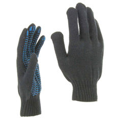 Перчатки садовые перчатки трикотаж ПВХ-точка S чёрные СИБРТЕХ