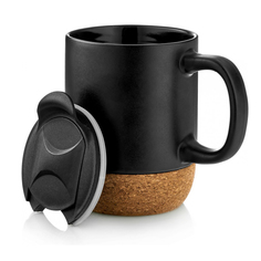 Кружки кружка WALMER Domino 400мл черная с крышкой керамика, пробка