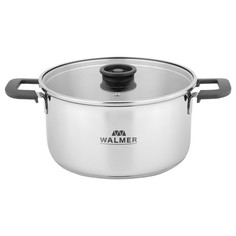 Кастрюли из нержавеющей стали кастрюля WALMER Preston 5,4л 24см стеклянная крышка нерж.сталь индукция