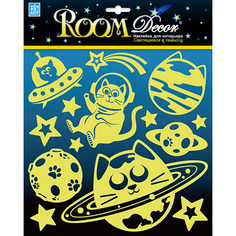Наклейки на стену наклейка ROOMDECOR Галактика кошек светящаяся 25х25см, арт.RKA 3404