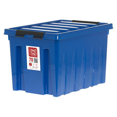 Контейнеры, корзинки, ящики для хранения ящик ROXBOX 70л 58х39х37см на колесах, с клипсами, крышкой синий