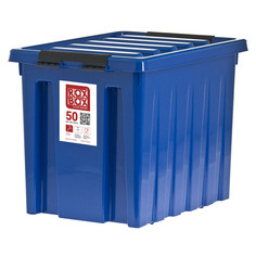 Контейнеры, корзинки, ящики для хранения ящик ROXBOX 50л 50х39х41см на колесах, с клипсами, крышкой синий