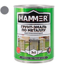 Краски и эмали по металлу и ржавчине грунт-эмаль по металлу HAMMER 0,9кг серая, арт.ЭК000116552