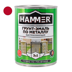 Краски и эмали по металлу и ржавчине грунт-эмаль по металлу HAMMER 0,9кг красная, арт.ЭК000116571
