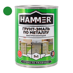 Краски и эмали по металлу и ржавчине грунт-эмаль по металлу HAMMER 0,9кг зеленая, арт.ЭК000116561