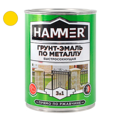 Краски и эмали по металлу и ржавчине грунт-эмаль по металлу HAMMER 0,9кг желтая, арт.ЭК000116562