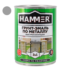 Краски и эмали по металлу и ржавчине грунт-эмаль по металлу HAMMER 0,9кг светло-серая, арт.ЭК000116554